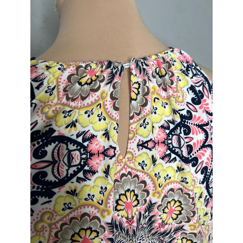 London Times Midi Dress 10 Womens Medallion Boho Halter Blouson Floral Jersey - Picture 7 of 8